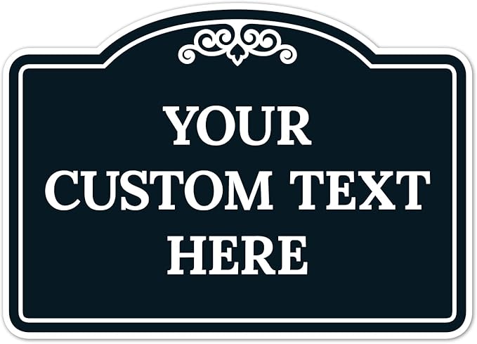 Custom Decorative Sign, Personalized Metal Sign for Business, Driveway, Home, Airbnb, Office Door Plaque, Black Background Sign, 14x10 Inches, ACM, Fade Resistant, Made in USA by Sigo Signs
