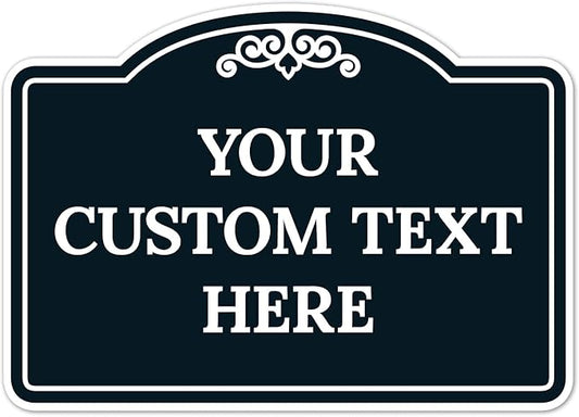 Custom Decorative Sign, Personalized Metal Sign for Business, Driveway, Home, Airbnb, Office Door Plaque, Black Background Sign, 14x10 Inches, ACM, Fade Resistant, Made in USA by Sigo Signs
