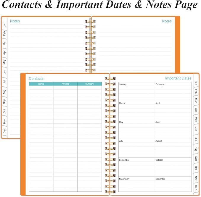 2026 Planner - Planner 2026 from January 2026 - December 2026, Weekly & Monthly Planner Spiral Bound with 12 Monthly Tabs, Inner Pocket, 6.4" x 8.5", Orange-A