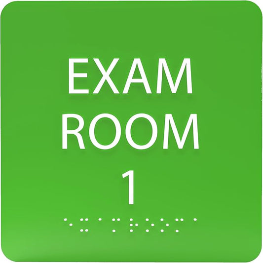 ADA CENTRAL SIGNS - 6" X6" Exam Room 1 Sign - ADA Compliant Tactile Graphics Grade 2 Braille Text Acrylic Wall Signs - Educational Institution Directional Assistance Test Center Door Sign for Schools
