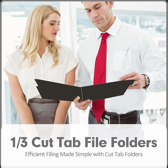 File Folder, PANDRI 120 Pack File Folder, 1/3 Cut Tab, Letter Size, Filing Folder for Office School Business, Black