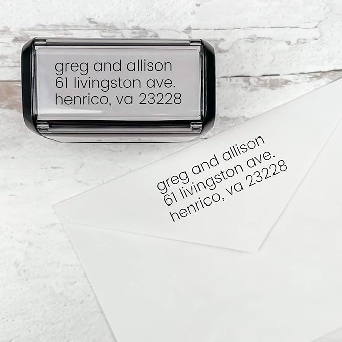 Self Inking Modern Address Stamps | Custom Return Address Stamper (Minimalist Left, Large)