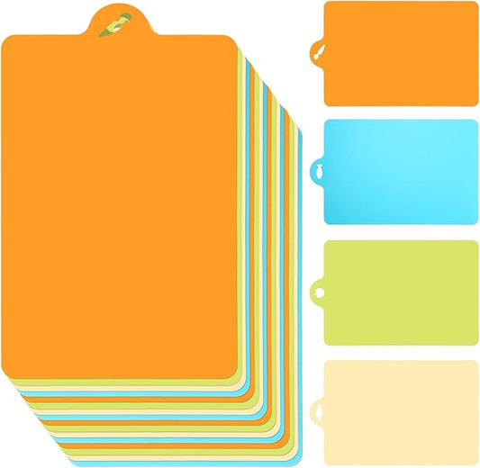 20 Pcs Flexible Cutting Board Mats Plastic Cutting Mats Non Slip Chopping Board Dishwasher Safe Anti Skid Extra Thick Cutting Mats with Food Shaped Hanging Holes for Kitchen Food about 14 x 9.4 inch