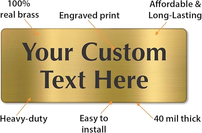 SmartSign Custom Brass Sign - 4" x 10", 40 mil REAL Bugle Brass Metal, Personalized Name Door Sign, Heavy-Duty Premium Engraved Door/Wall Mount Plaque for Business/Office, Gold and Black