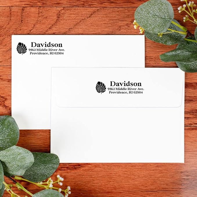 Custom Floral Address Stamp | Choose from 12 Designs | Multiple Ink Color Options | Envelope Return Address Stamp for Couple or Family (Design 7, Extra Large)