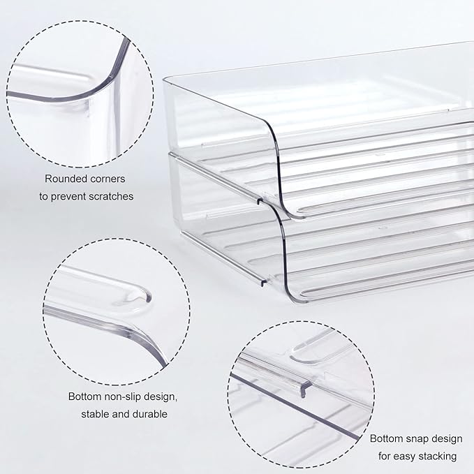 Zyners 2 Pack Stackable Desk Letter Paper Tray, A4 Clear Plastic Desk File Organizer Letter Tray, Desktop File Paper Organizer with Anti-Skid Design for Office Desktop