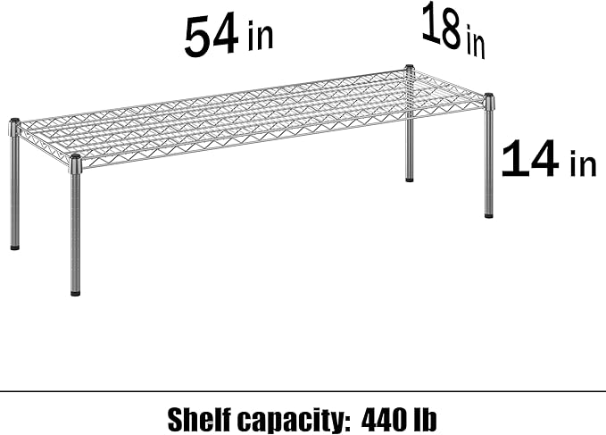 Regal Altair 18" Deep x 54" Wide x 14" Height Wire Shelving Kit | 1-Tier | NSF Commercial Storage Rack Unit