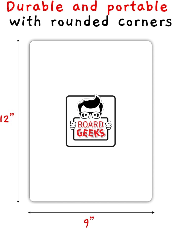 Board Geeks 1 Small Dry Erase Board for Kids - Mini White Board for Students and Teachers - Durable and Portable Individual Whiteboard with Rounded Corners - Double Sided (9x12 Inches)