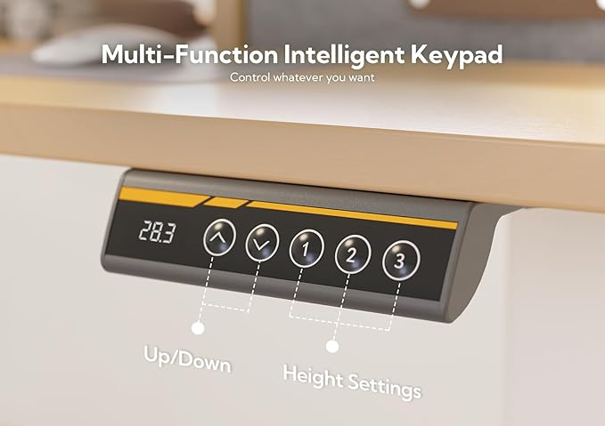 Claiks Standing Desk with Drawers, Stand Up Electric Standing Desk Adjustable Height, Sit Stand Desk with Storage Shelf and Splice Board, 55 Inch, Natural