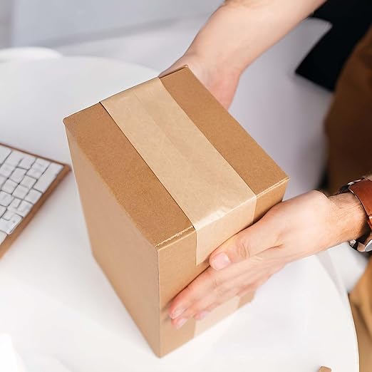 ADHES Water Activated Tape 2" x 55yds, 6 Rolls, Reinforced Kraft Gummed Paper Tape, Eco-Friendly, Strong Adhesive Shipping Tape for Packing, Shipping, Moving