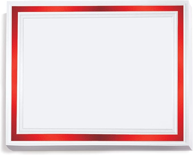 PaperDirect Pristine Specialty Certificates, 50 Sheets of 38lb White Paper, 8½" x 11", Red Bold Foil Border, Perfect for Awards, Students, Employees, Volunteers, Course Completion, Diplomas