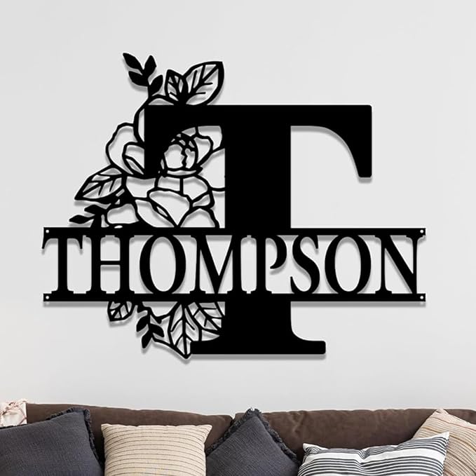 Custom Metal Signs | Personalized Monogram Name Sign | Outdoor Wall Art for Family Name | Custom Name Metal Sign, Last Name, Anniversary, Wedding Gifts for Women, Wife, Parents, couple (6'') (Design 3)