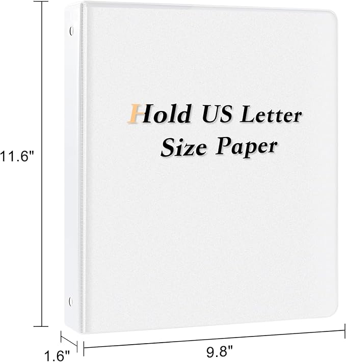 CIXILDTS 1-inch Round Ring Binder, Durable 1" 3 Ring Binder Fit Letter Size Paper, White, 36-Pack