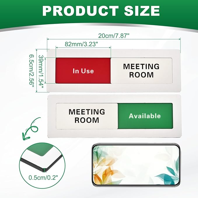 PATIKIL Office Door Signs, Meeting Room Available in Use Sign Acrylic Self-Adhesive Office Supplies Sticker for Meeting Room Home Library, Silver, Black Letters, 1 Pcs