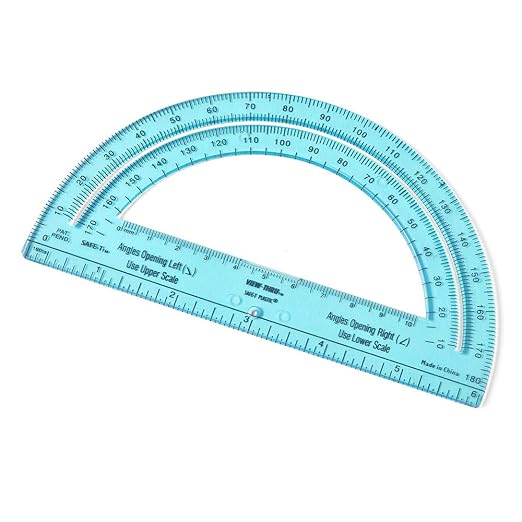 hand2mind Safe-T Protractor for Kids, 180 Protractor, Rainbow Plastic Clear Protractor, Kids Safe, Protractor for Geometry, Protractor Math, Protractor Set, Math Classroom Supplies (24 Pack)