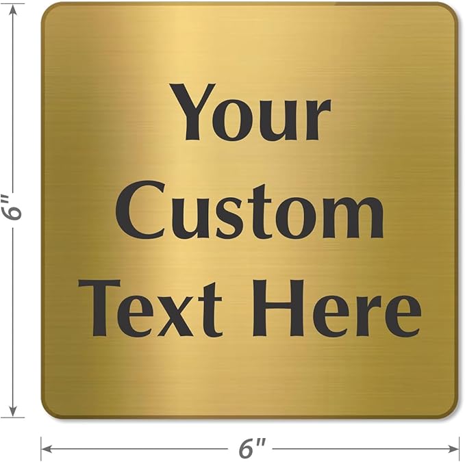 SmartSign Custom Brass Sign - 6" x 6", 40 mil REAL Bugle Brass Metal, Personalized Name Door Sign, Heavy-Duty Premium Engraved Door/Wall Mount Plaque for Business/Office, Gold and Black