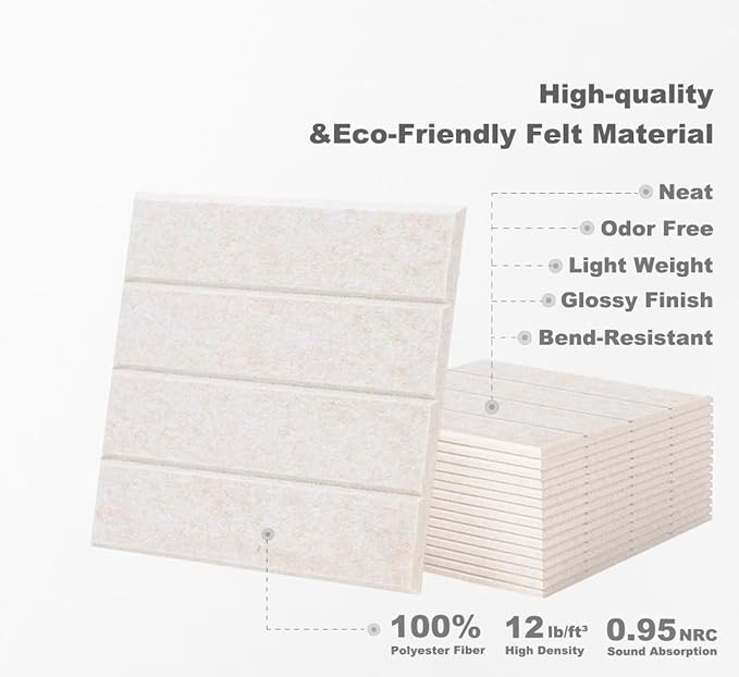 G Gamit Large Felt Wall Tiles Bulletin Board 59”x36”,Large Cork Board Alternative with 60 Pushpins, 15-Pack Felt Pin Board with 112 Safe Removable Adhesive Tabs for Home Office School (Oatmeal)