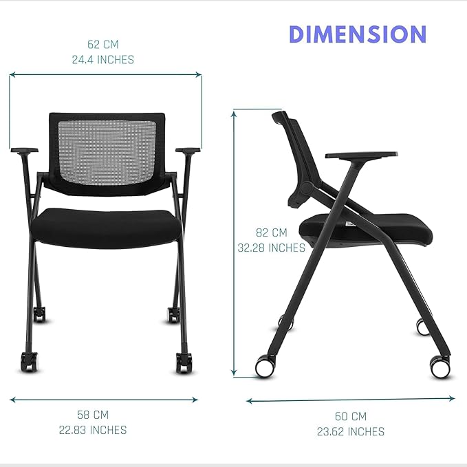 BROBRIYO Conference Room Chairs with Wheels and Paddle, Ergonomic Mesh Back and Arms for Meeting, Conference, Reception, Training Room & Home Office Desk Folding Chairs 8 Pack