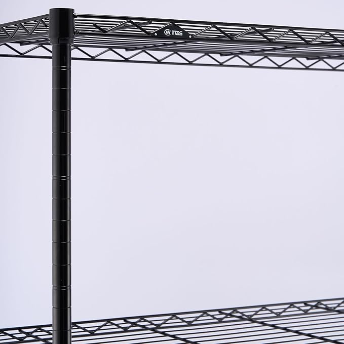 M MZG 1400 lbs 4 Tier Storage Rack Metal Wire Shelving Unit, Storage Standing Household Shelf Organizer for Kitchen Pantry Closet Garage Basement Utility Room, Black 15.8" D x 45.3" W x 59.4" H
