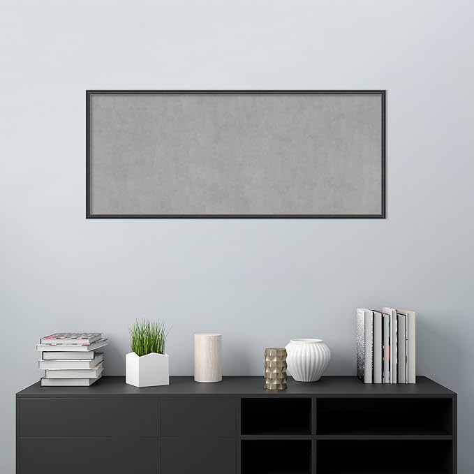 Amanti Art Black Framed Magnetic Board 21x49 Oversize Vision Board for use with Magnets, 100% Metal Sheet to Display Items as Office Decor or for Home Organization in mudroom, Kitchen or Kids Room
