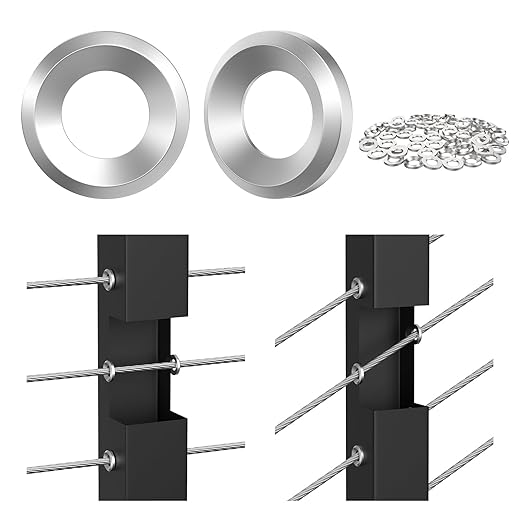 BLIKA 60Pack Cable Railing Adhesive Sleeves for 1/8" 5/32" 3/16" Wire Rope Cable, T316 Stainless Steel, 2.8mm Thickness Cable Railing Protector Adhesive Sleeves for Deck Stair Cable Railing Post Kits