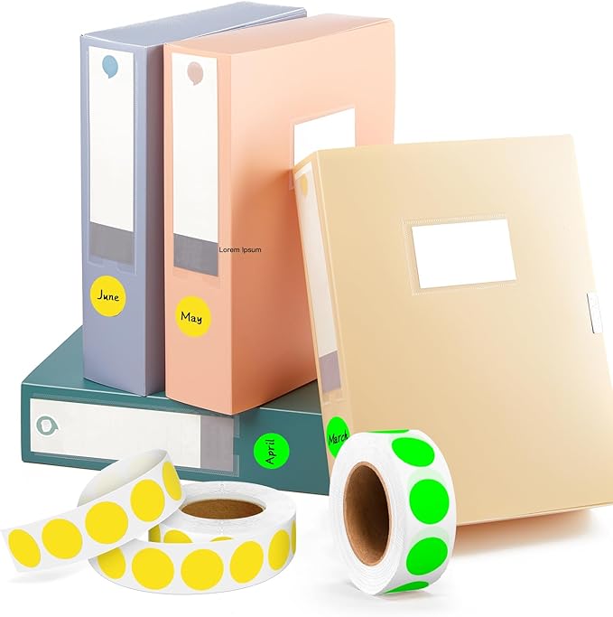 PARLAIM 2 Rolls 2000PCS 3/4" Round Circle Color-Code Dot Stickers,2 Color Style Colorful Coding Label Sticker for Home Office Classroom(Fluorescent Green+Yellow)