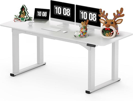 SANODESK 4-Leg Standing Desk, Electric Height Adjustable Desk with Memory Presets for Home Office, Stand up Desk Computer Workstation, 71x32 Inches White