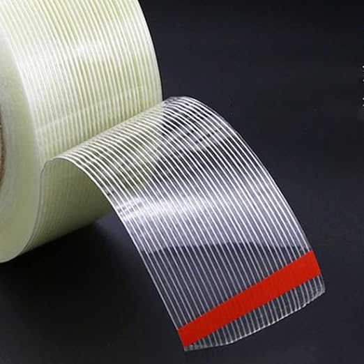 KAIY Strapping Tape, 2 Roll 1/2 inch x 60 yds Packing Tape, Heavy Duty Reinforced Fiberglass Tape, Transparent, Waterproof, 100 lbs per inch Tensile Strength