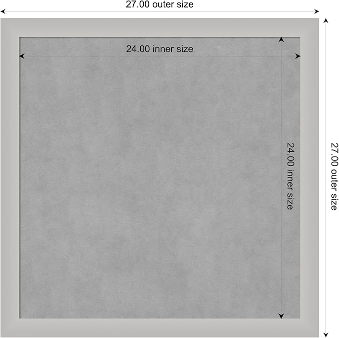 Amanti Art Silver Framed Magnetic Board 27x27 Medium Vision Board for use with Magnets, 100% Metal Sheet to Display Items as Office Decor or for Home Organization in mudroom, Kitchen or Kids Room