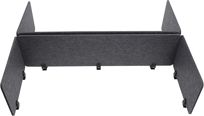 ReFocus Raw Clamp-On Acoustic Desk Divider Mounted Privacy Panel Set – Reduce Noise & Visual Distractions for Office, Study (Anthracite Gray, 2× Long (59"×16") + 4× Short (23.6"×16"))