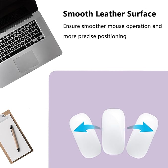 PU Leather Desk Pad Protector Gaming Mouse Pad Non Slip Desk Mat for Keyboard and Mouse Waterproof Desk Writing Pad for Office and Home Desk Accessories(Purple, 23.6 * 11.8)