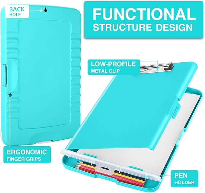 Sooez Clipboards with Storage, High Capacity Clip Boards 8.5x11 with Storage, Heavy Duty Nursing Clipboard Folder, Plastic Clipboard with Pen Holder for Women Teachers Work, School & Office Supplies