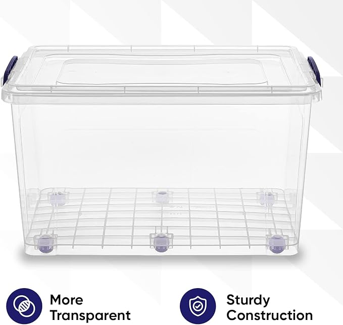 Superio Storage Bins with Lids, Clear Plastic Containers for Organizing, Stackable Totes, BPA Free, Odor Free, Organizer Boxes for Home, and Dorm (2 Pack, 44 Quart)