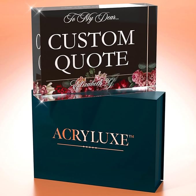 Personalized Gifts, Custom Quote Block Letter Board,Crystal-Clear Acrylic with Gift Box,17 Styles, Holiday and Christmas Gift for Mom, Dad, Girlfriend, Him or Her, Husband, Wife (5"x7, Floweret)