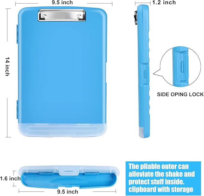 Blue Clipboard with Storage,TFDLCG zm Clip Boards 8.5x11 with Pen Holder,Nursing Clipboards Case Heavy Duty,A4 Letter Size Contractor Clipboard for Office, School and Home