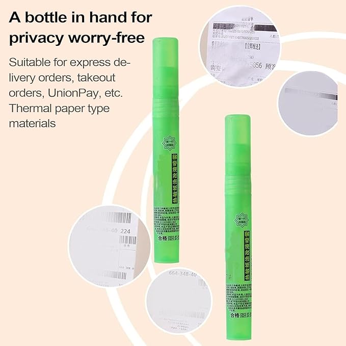 Privacy Cover Spray Pen for Documents and Labels, 10ml White-Out Correction Fluid, Thermal Paper Privacy Eraser for Shipping Address Protection (3)