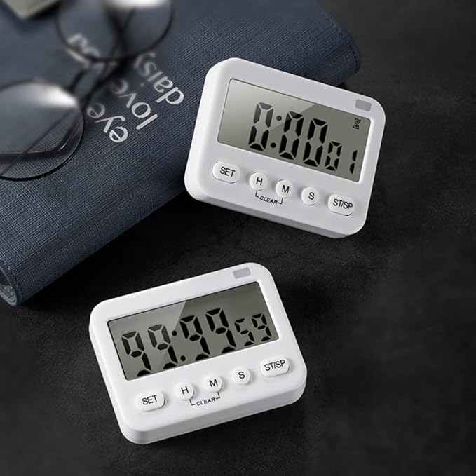 GH 99 Hours Full Featured Timer, Reminder Mode (Vibrate, Sound, Flash), Timing Function (Clock, Alarm, Stopwatch, Countdown, Cycle), Compatible with Pokémon Sleep Plus+, Kitchen Timer Magnetic