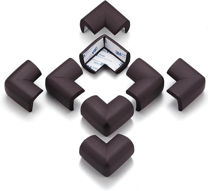 8 Pack Corner Protector for Baby, Heavy-Duty Soft Rubber Foam Furniture Corner Bumper Guards, Child Safety Furniture Bumper, Adhesive Pre-Taped Corner Protectors,Soft Sponge Table Corners, Brown