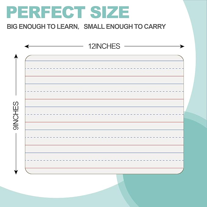 32 Pack Small White Boards, 9"x12" Mini Portable Handheld Learning Whiteboards, Double Sided Personal Dry Erase Boards with Lines for Kids, Students, Teachers Classroom School Pack