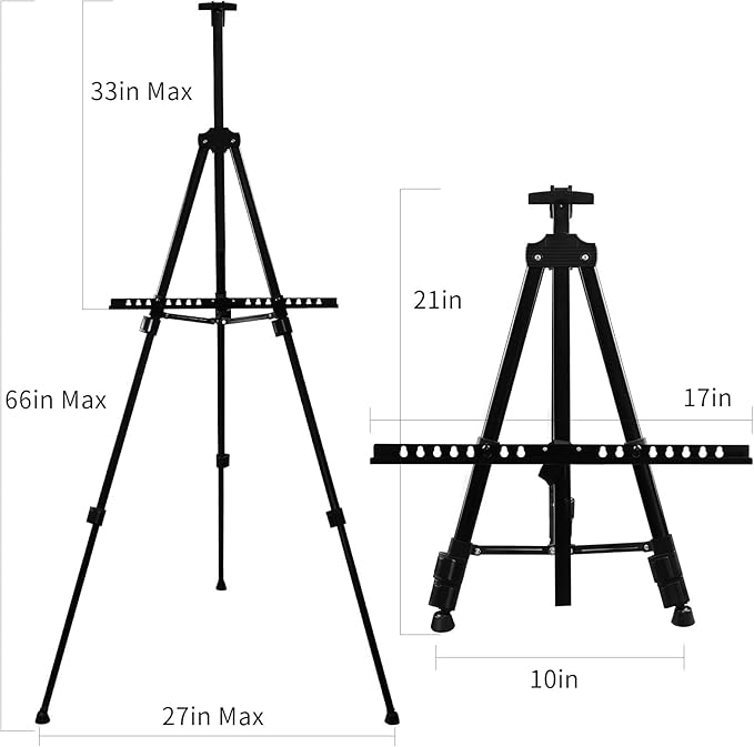 RRFTOK Artist Easel Stand,Metal Tripod Adjustable Easel for Painting Canvases Height from 21" to 66" with Reinforced Triangle,Carry Bag for Table-Top/Floor Drawing and Didplaying(3pack).