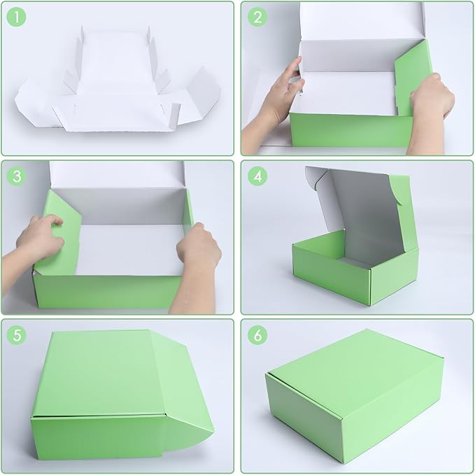 PHAREGE 12x9x4 inch Gift Shipping Boxes Bulk 20 Pack Green, Tab Lock Tuck Top Mailing Boxes for Packaging Small Business, Medium Cardboard Mailer Boxes for Wrapping Present
