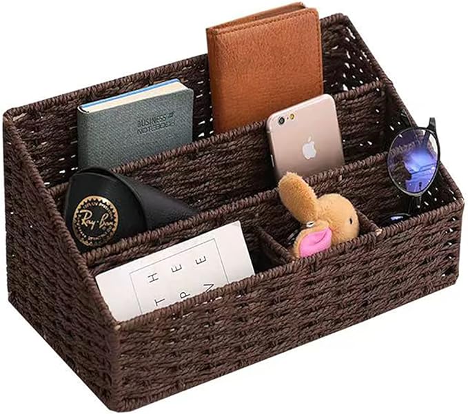 Boershun Mail Organizer Countertop, Mail Organizer, Mail Sorters, Magazine File Holder, Desk Organizer and Accessories, Dark Brown
