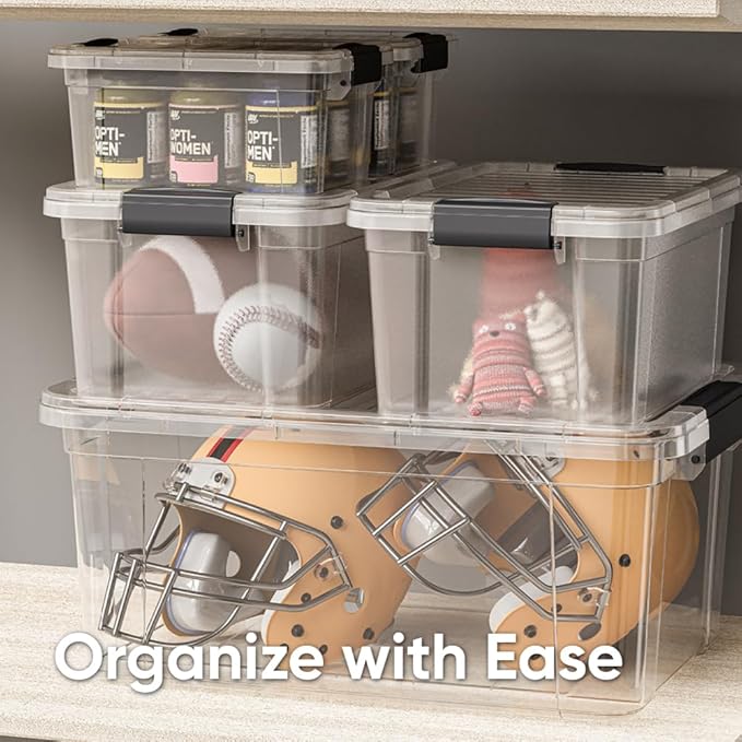 Superio Storage Bins with Lids, Clear Plastic Containers for Organizing, Stackable Totes, BPA Free, Odor Free, Organizer Boxes for Home, and Dorm (2 Pack, 22.75 Qt)