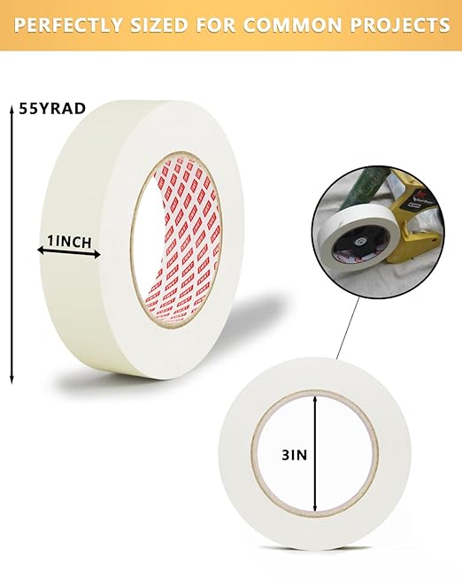 SWRT Masking Tape 1 Inch x 55 Yards – 4 Rolls (220 Yards Total), Strong Adhesive, Easy Tear, Clean Removal Painter’s Tape for Painting, Labeling, Crafts, Home & Office, White