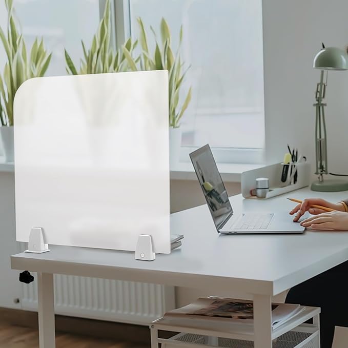 KONKENIE Acrylic Office Privacy Partition Indoor Desk Divider Guard Rectangle Desktop Privacy Panel Privacy Shield Screen for Classroom Office Reception Station Bakery Translucent (17x18x2”,1PCS)