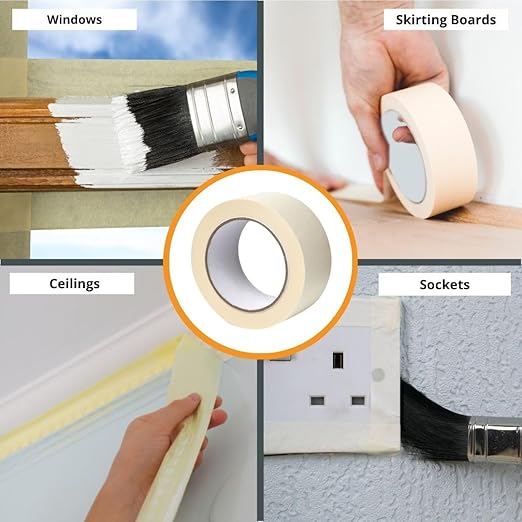 GTSE Masking Tape, 3 Pack, 2 inches x 55 Yards (164 ft), General Purpose Beige Multi-Surface Tape for Painting, Labeling and Craft, 3 Rolls