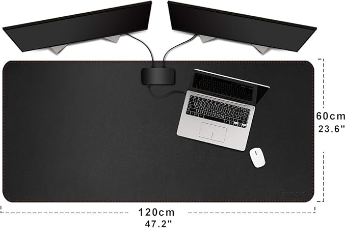 ZORESYN Large Mouse Pad (47.2" x 23.6") - PU Leather Extended Gaming Mousepad Desk Mat - Nonslip Base and Waterproof Desktop Keyboard Extended Mouse Mat (Black)
