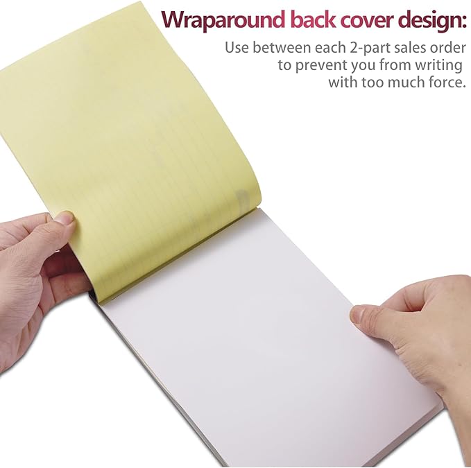 XKDOUS 2 Pack Invoice Book, 2-Part Carbonless, 5-9/16" x 8-7/16" Invoice Receipt Book for Small Business, 50 Sets per Book