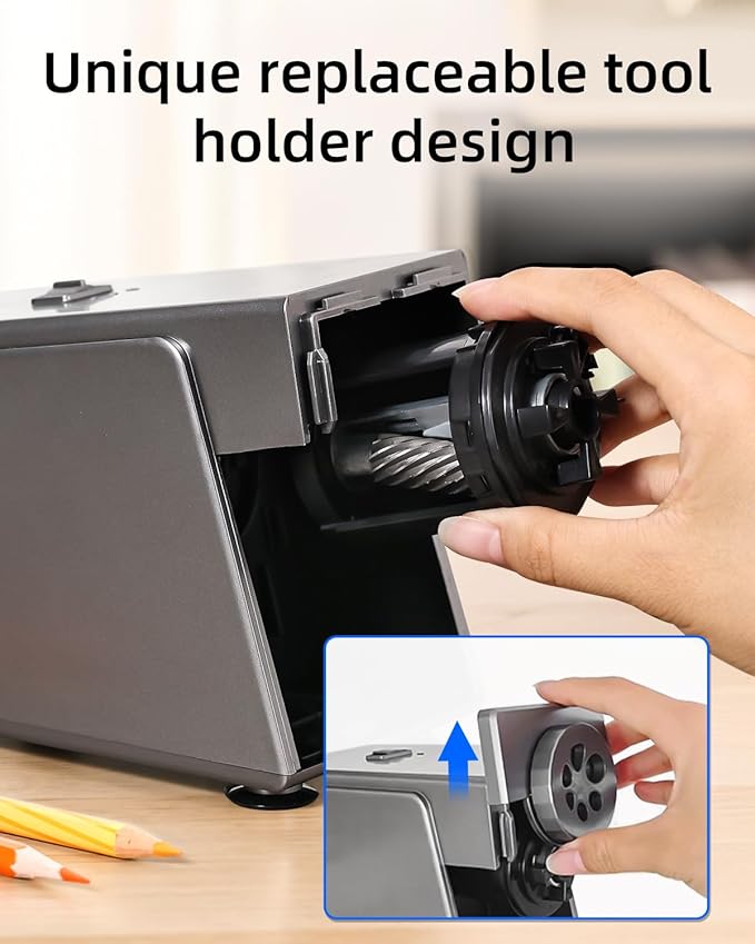 ZMOL Heavy Duty Electric Pencil Sharpener for Classroom, 6 Holes, Stronger Helical Blade, Auto Stop, Save Pencils, Plug in, Suitable for 6-12mm No.2/Colored Pencils, Teachers,School & Home Silver