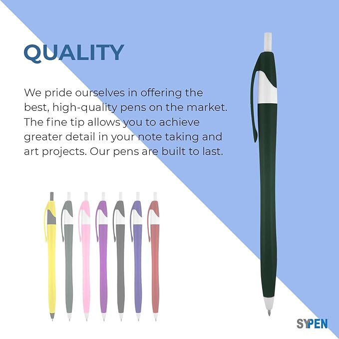SyPen Personalized Pens With your Custom Logo or Text-1000 Pack Bulk-for Businesses, Parties, and Events, Custom Printed Slim Ballpoint Click Pens, Green Barrel Color, Black Ink